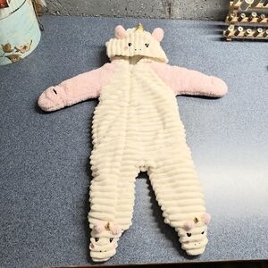 Koala Kids Plush Unicorn Footie Costume or Snowsuit  Size 6-9 Months, RN#160559
